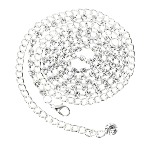 Tinksky Catena da donna decorativa con strass, alla moda, 10 mm, bianco