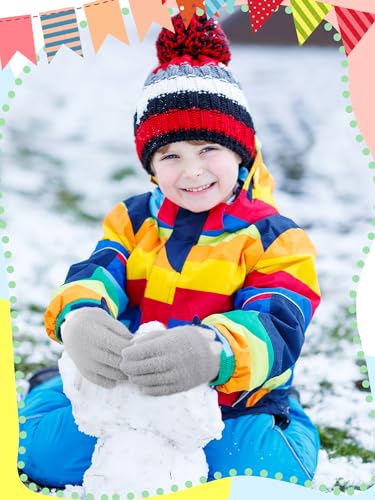 Image of SATINIOR 5 Pairs Kids Gloves Full Fingers Knitted Warm Gloves Winter Mittens for Little Boys and Girls Daily Supplies