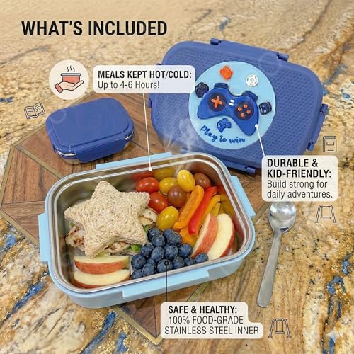 Image of PLUSPOINT Big Steel Lunch Box | Stainless Steel Lunch Box with Inner Separate Veg Box | Leak Proof and Break Resistant | Tiffin for Kids, Adults with Snap Lock | Ideal for Office, School, College
