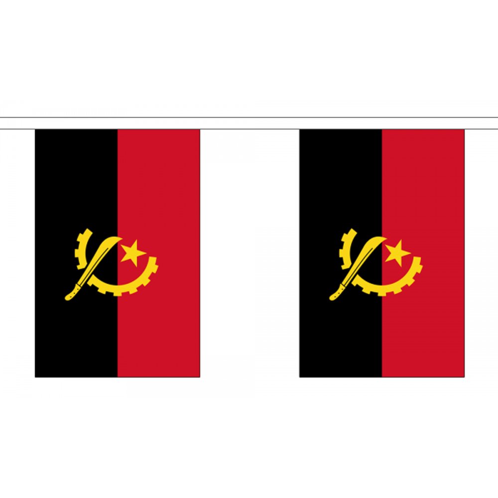 Flagtex Angola Fabric Bunting – 3m with 10 Flags – Fabric for Indoor & Outdoor Use – String Flags Banners Angolan Southern Africa — image 1