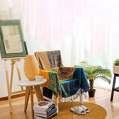 Maynest Bohemian Tribal Throws Blankets Reversible Colorful Red Blue Boho Hippie Chenille Jacquard Fabric Throw Covers Large Couch Furniture Sofa Chair Loveseat Recliner Oversized (Blue, S:75X60) #TOP4