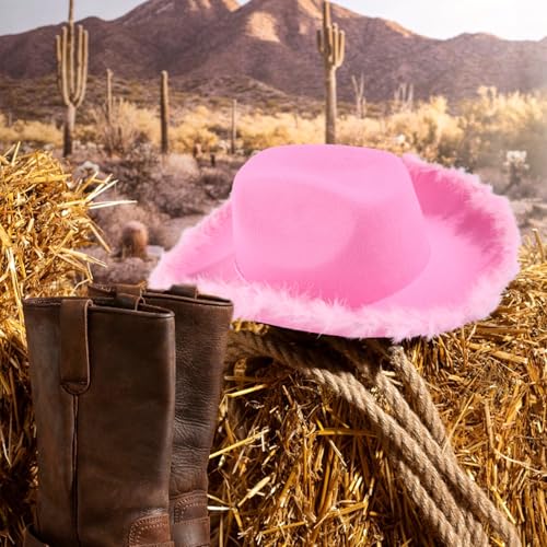 CODOHI 6er Pack Damen Cowboyhüte in Rosa – Westliche Filzhüte mit Federband – Breitkrempige Partyhüte für Junggesellinnenabschied, Karneval, Kostümpartys und Western-Mottopartys