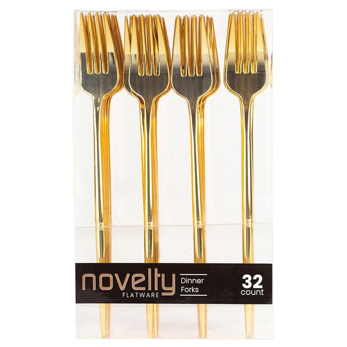 VeZee's Novelty Modern Disposable Flatware, BPA Free Plastic Fork Luxury Silver 128 Count