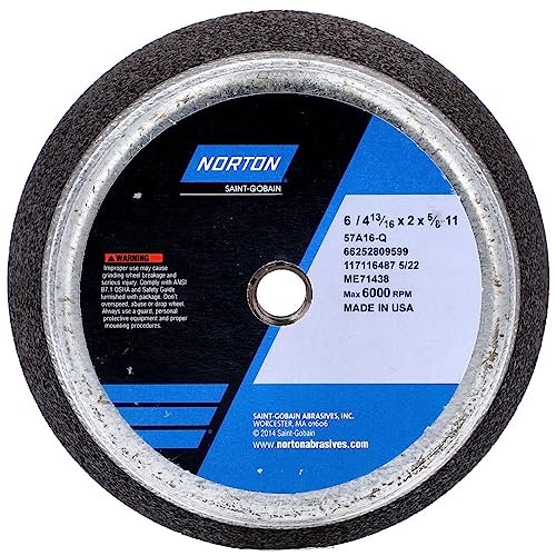 Norton 66252809599 6x2x5/8 in. Gemini AO Non-Reinforced Portable Snagging Wheels, Steel Back, Type 11, 16 Grit, 5 Pack