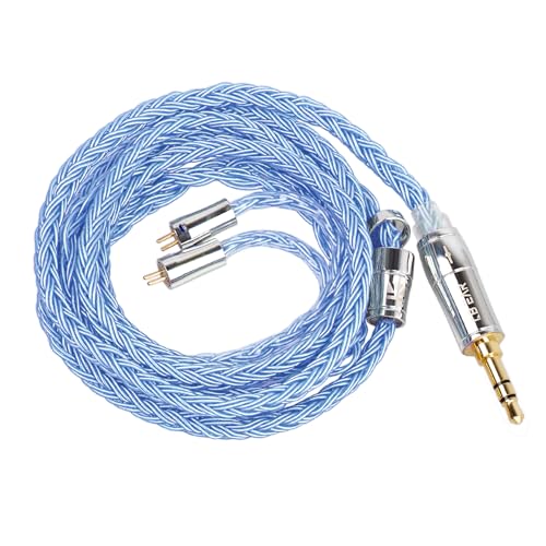 Kbear ST18 2pin3.5mm リケーブル イヤフォン音質改善 16芯銀メッキ 5N アップグレードケーブル 銀メッキ線 2PIN 交換用ケーブル 柔らかい kzイヤフォン対応 ソフト イヤホン延長 有線イヤホン 3.5mmプラグ リッツ構造 電気メッキ銅金ケ一プル 耳掛けデザイン 16芯 合計224本 (2pin3.5mm・ブルー)（Amazon）