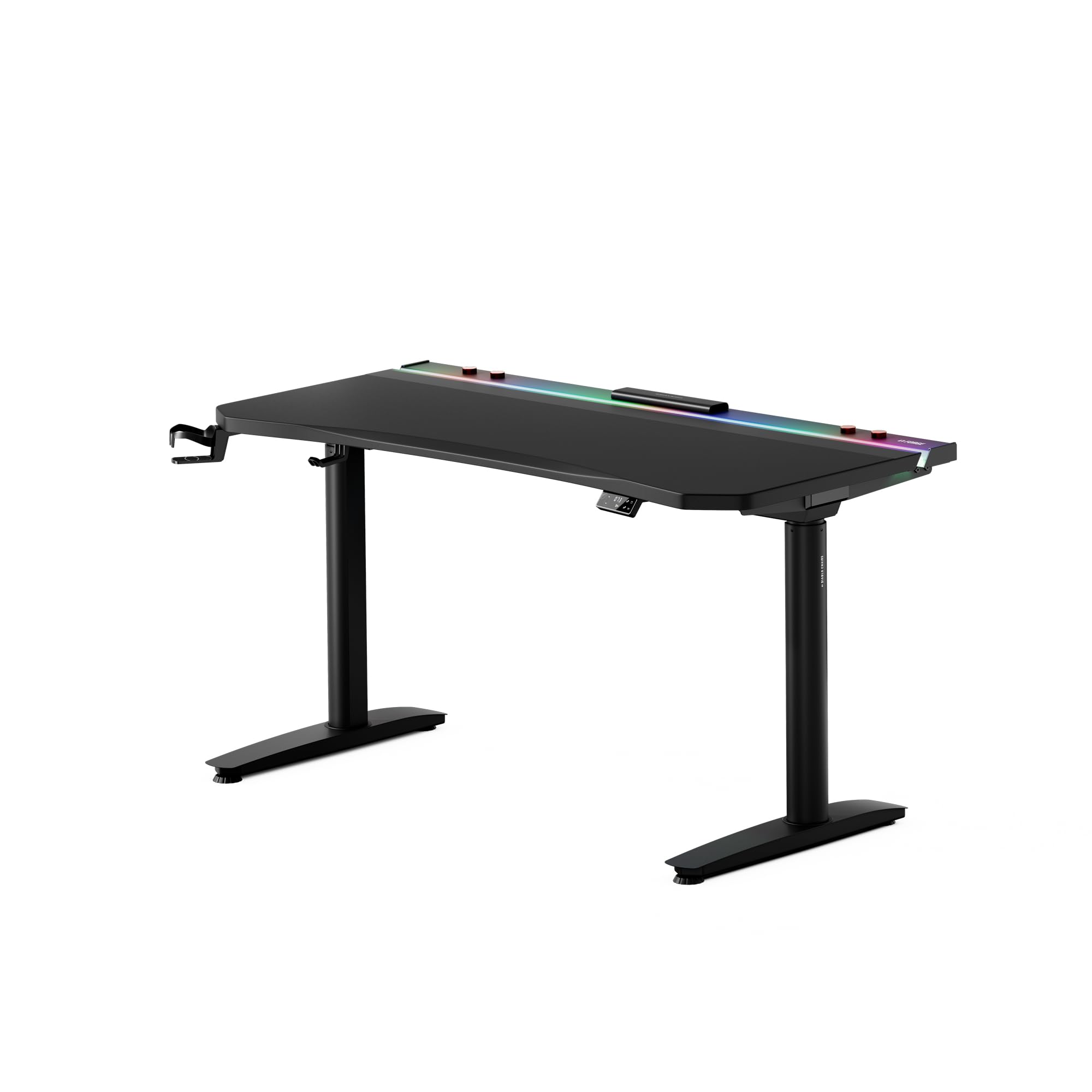Diablo Gaming Schreibtisch höhenverstellbar Gaming Tisch RGB LED, 140x70 cm | Computertisch, PC Tisch elektrisch höhenverstellbar, Kabelmanagement, Headsethalter, Getränkehalter, ergonomische Tischplatte