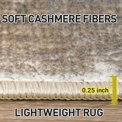 4x6 Area Rugs Washable Rug: Modern Abstract Living Room Rug Soft Anti-Skid Thin Carpet Indoor Floor Non-Shedding Carpets for Bedroom Dining Room Farmhouse Nursery Home Office - Brown White
