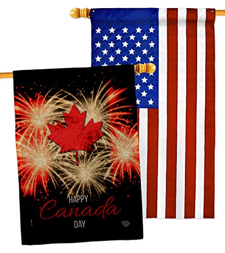 Ornament Collection Firework Canada Day Burlap House Flag Pack Provinces Canadian Territories Region Country Particular Area Applique Banner Small Garden Yard Gift Double-Sided, Made in USA