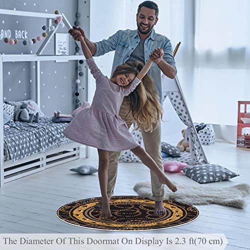Tapis de bain chic et antidérapant rond 1m chaînes dorées - 6