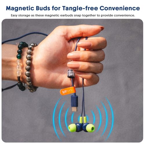 Image of Audify Type-C Wired Earphones Silicone Earmuff,Rich Bass,Clear Sound,Magnetic Buds,Inbuilt Mic,One-Button Control, Wire,Tangle Free,Compatible with iPhone 17 /16 /15 Series