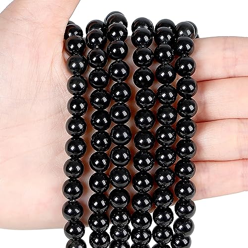 XIANNVXI 8mm Round Loose Black Obsidian Beads for Crafting Crystal Black Beads for Jewelry Making Bracelet Making 47 Pcs