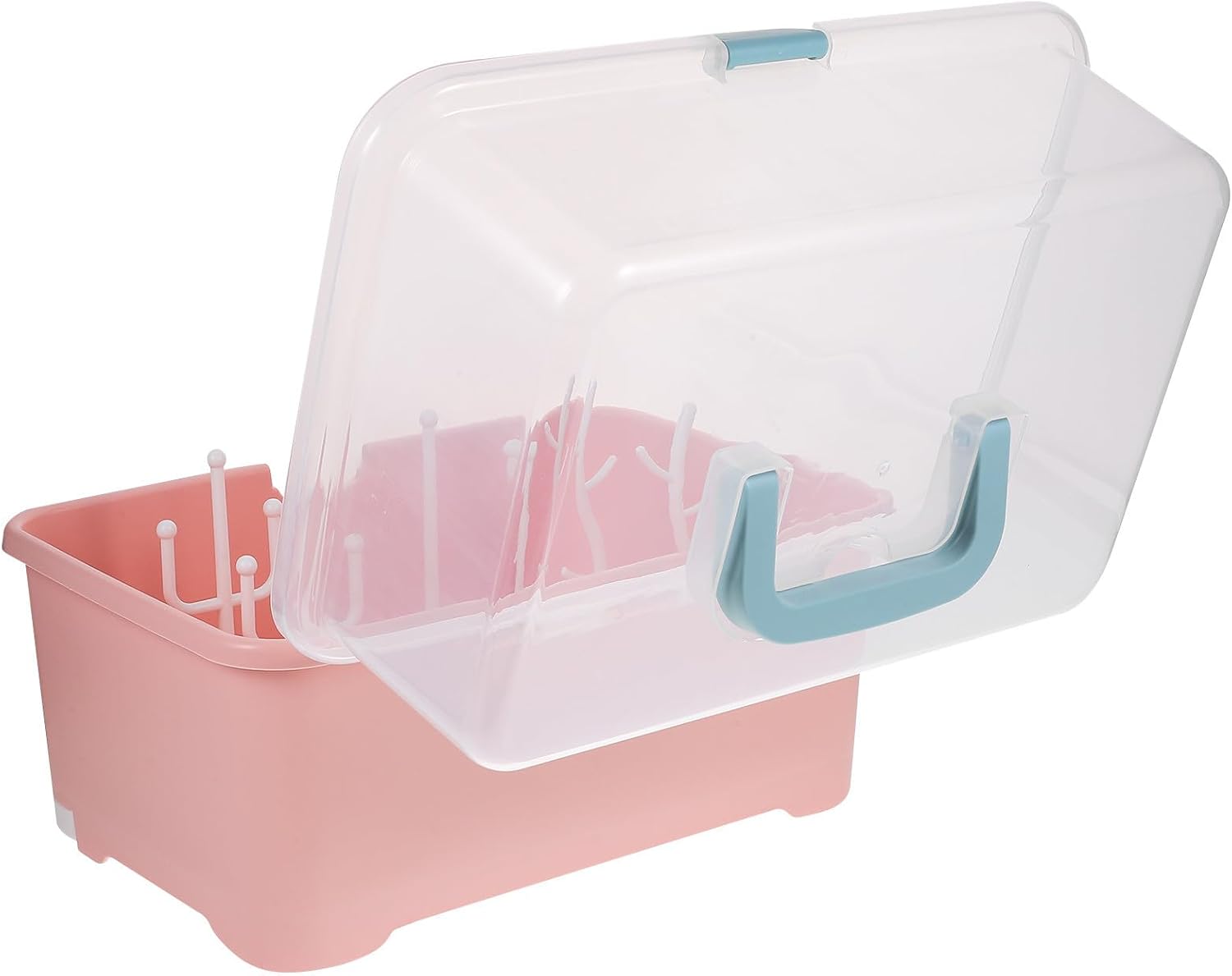 SUPVOX Portable Bottle Dryer Box with Large Capacity and Air-Dry Multi-Functional Design Pp Material Nursing Bottle Storage Holder with Water Draining Rack and Utensils