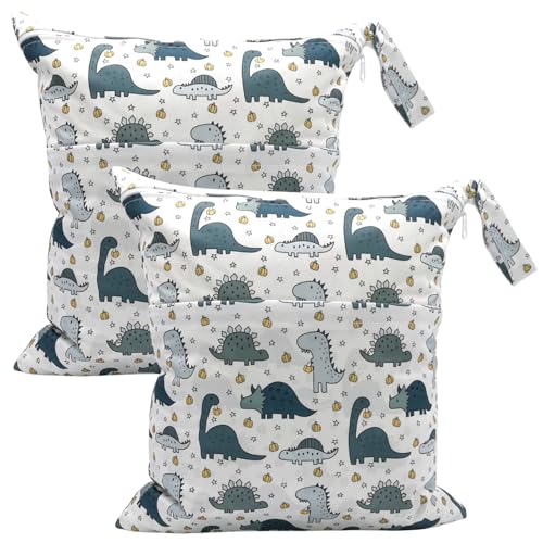 MOLENCO 2 Stück Wetbag Kindergarten Große Nasstasche Windeltaschen Wasserdicht Waschbar Nassbeutel Organiser mit Reißverschluss für Kleinkind Windeln Reisen Gym Strand Pool (Farbe C, 36 × 30 cm)