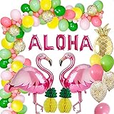 bar dekoration 【Tolle Party-Dekoration】 Füllen Sie die Ballons einfach mit Luft oder Helium und hängen oder befestigen Sie sie nach Ihrem eigenen DIY-Design für eine einzigartige Hawaii-Motto-Party-Atmosphäre. Verwenden Sie Helium für bessere Ergebnisse und die schwebenden Flamingos und Ballons werden Ihnen noch mehr Freude bereiten!