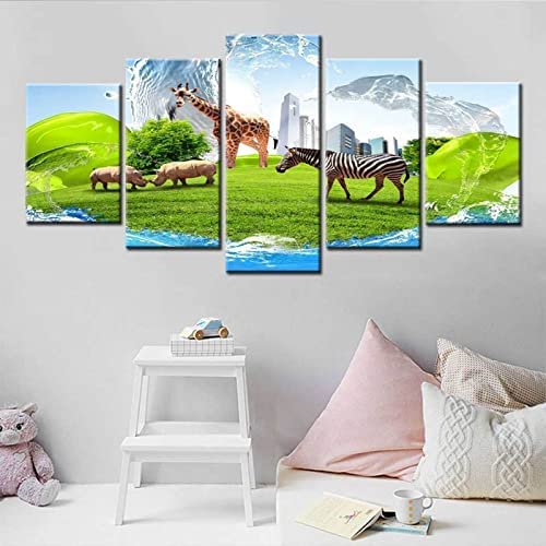 5 peintures sur toile animaux de la savane pour habiller un mur vide