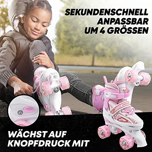 Foto von Apollo Super Quad X Pro | verstellbare Rollschuhe für Kinder | komfortable, größenverstellbare LED Roller Skates | Rollschuhe für Mädchen und Jungen | Größen 31-42