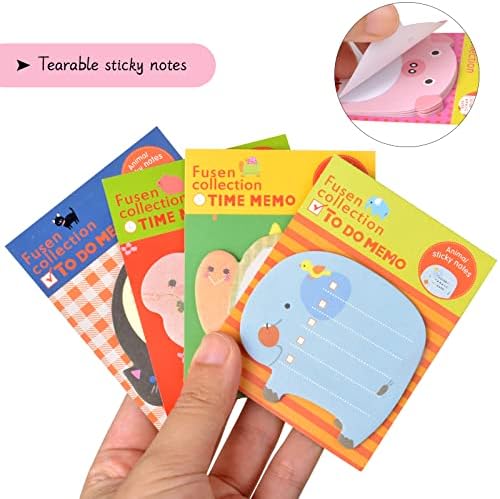NATUCE 16Pcs Animal Sticky Notes, Cute Cartoon Self Adhesive Memo Pads Note Pads for School Supplies, Home, Office, Gift Set for Kids and Girls