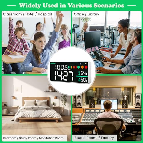 Chaoos Medidor de Decibéis para Parede, Pendurado e Medidor de Nível de Som de Mesa, Medidor de Ruíd