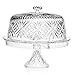 Godinger 4 in 1 Cake Stand, Cake Platter and Serving Plate Platter with Dome Cover, for Pastries, Desserts & More, Multi-Purpose Use - Dublin Crystal Collection