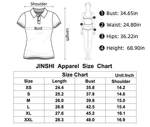 JINSHI Women’s Short Sleeve Polo Shirt Performance Golf Polo Shirt Active Top Tee Shirt(M,Rose Red) - Thumbnail 5