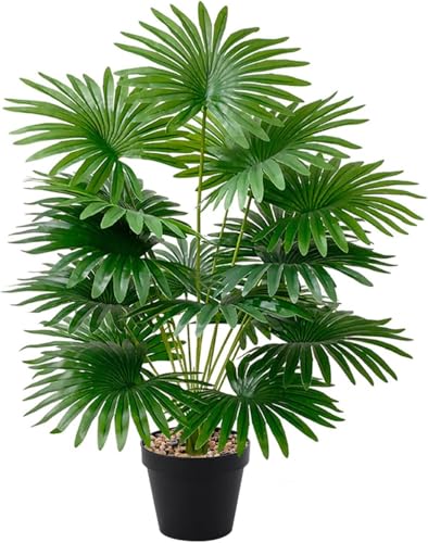 YJWZ Planta Artificial Grande 75 cm Planta Artificial Decorativa para Exterior Interior Planta Palmera Alta Plástica con Maceta para Decoración Hogar Sala de Estar Oficina Balcón