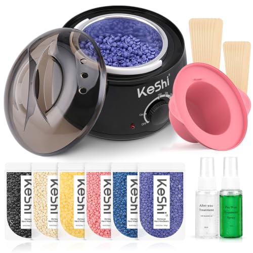 Image of KeShi Waxing Kit, Painless Hair Removal Wax Warmer with 6 Bags Wax Beans(Dark Black)