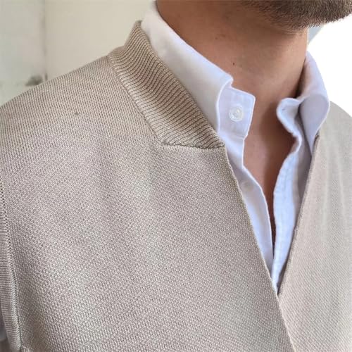 Men Double Breasted Knitted Sleeveless Sweaters Stylish Party Office Causal Commuter Loose V-Neck Vest2