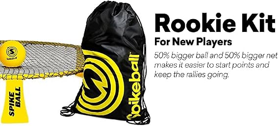 Spikeball Rookie Set (NEW), Includes 3 Balls, Net and Carrying Bag - 50% Larger Net and Ball, Original Roundnet Game Set for Adultsand Family - Beach, Yard, Lawn, Backyard,