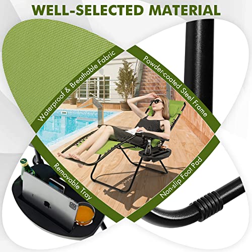 Image of Giantex 2 PCS Zero Gravity Chair, Outdoor Chaise Lounge with Cup Holder, Patio Folding Chairs Recliner for Yard Pool Lawn Balcony