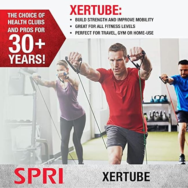 SPRI Xertube Resistance Bands with Handles ¨C All Exercise Cords Sold Separately with Home Gym Workout Fitness Door Anchor Attachment Option