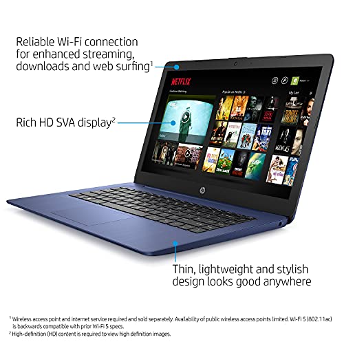 Image of HP Premium 14-inch HD Laptop, Intel Dual-Core Processor Up to 2.6GHz, 16GB RAM, 64GB eMMC Storage, Webcam, Bluetooth, HDMI, Wi-Fi, Blue, Windows 11 with 1 Year Microsoft 365 (Renewed)
