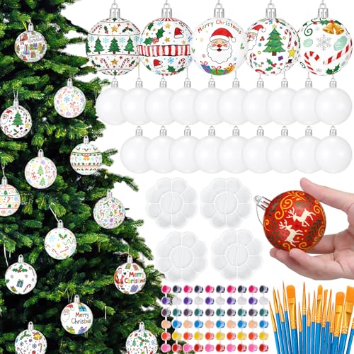 Soulchen 48 Pcs 2.36inch Christmas Balls DIY Painting Kit, Plastic