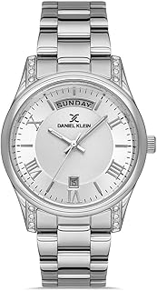 ساعة يد بعرض أنالوج ومينا فضي للنساء من دانيال كلاين، لون فضي، موديل DK.1.13227-1