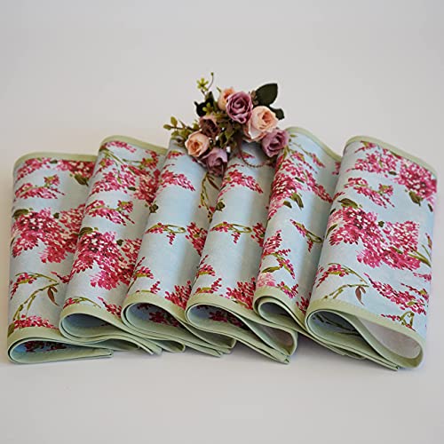 PLACEMATFAB Sets de Table Anti Tache, imperméables et lavables Caprice. Rectangulaire Couleur Rose et Bleu. Tissu 100% Coton Enduit de résine. Fait Main. 6 unités de 50x35 cm.