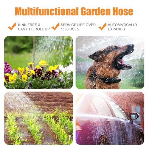 Image of Garden Hose 25FT, Flexible Water Hose with Nozzle Non-Expanding Camper Hose Fabric-covered Garden Hose - Burst-Resistant, Kink-Free, High-Pressure Use for Lawns, Gardens, and Outdoor Cleaning