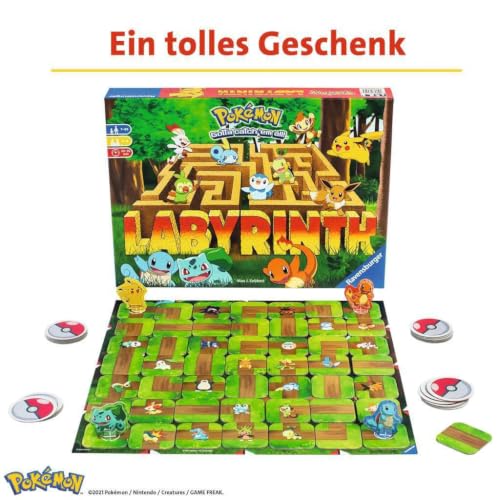 Image of Ravensburger Labyrinth Pokemon Board Game - A Strategic Maze Adventure for Family Nights & Pokemon Parties - Includes Pikachu, Bulbasaur, and More - Great Birthday Gift for Kids Ages 7 and Up