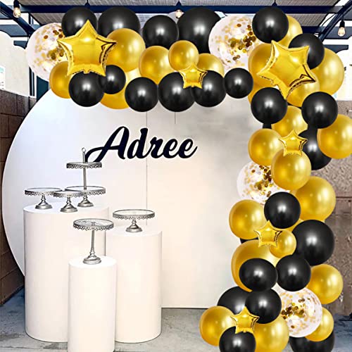 Black And Gold Balloon Garland Arch Kit, 113Pcs Black, Gold Confetti Balloons Star Foil Balloons For Men&Women 30Th 40Th 50Th 60Th Birthday Wedding Retirement 2023 Graduations Party Decorations #TOP5