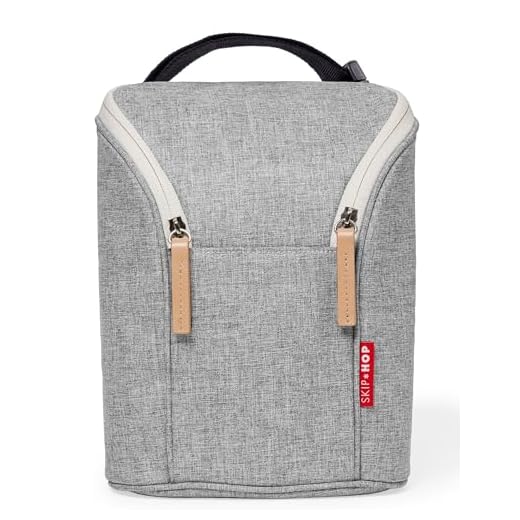 Skip Hop Insulated Breastmilk Cooler and Double Baby Bottle Bag, Grey Melange