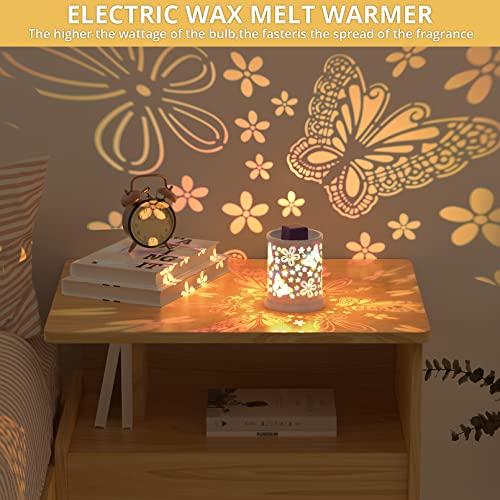 Wax Melt Warmer ,Wax Melt Warmer For Scented Wax With 2 Edison Bulbs,Butterfly Colorful Colors Electric Wax Melt Warmer,Candle Warmer Safe Clean Heat Source For Home Decor, Home Accessories-White #TOP1