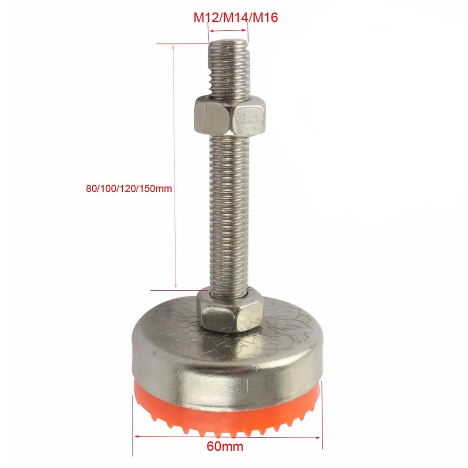BREAKA 2 Copas for pies Ajustables con Rosca, niveladores de Muebles de Alta Resistencia, niveladores de pies for Muebles Ajustables for mesas, gabinetes, Bancos de Trabajo. (Size : 60XM14X100MM)