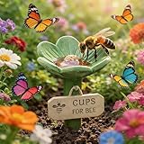 Blumenförmige Bienentränkestation Mit Pflock, Futterspender Für Bienen Und Schmetterlinge Im Freien, Insektentrinkbecher Für Garten, Hof, Rasen Und Terrassendekoration(1PCS-Green)