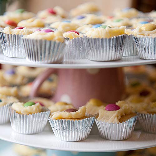 Cupcake Liners Silver,Golf Standard Size Silver Foil Cupcake Liners Wrappers Metallic Baking Cups ,Muffin Paper Cases, 100 Pack #TOP2