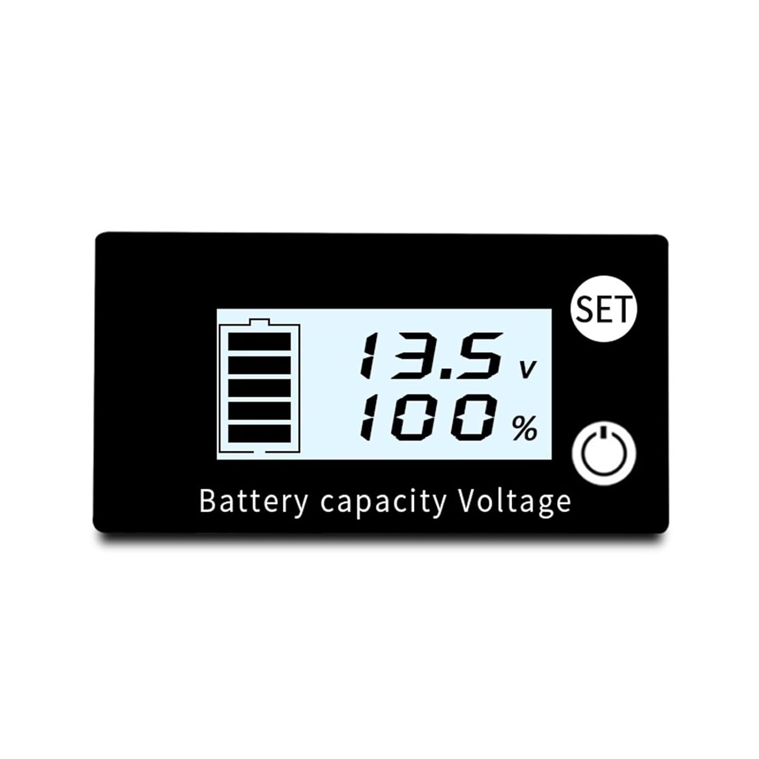 Battery Capacity Indicator DC 7V-68V Lead Acid Lithium Car Motorcycle Voltmeter Voltage Gauge 12V 24V 48V(White)