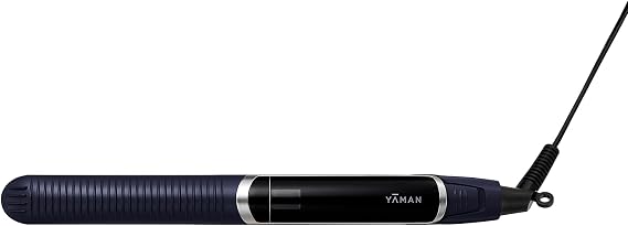 YA-MAN Spa Styler Straight + Wave Flat Iron Hair Straightener and Curler 2 in 1 - Advanced Japanese Technology, Dual Voltage, Titanium Tourmaline Plates with Red Light Therapy, 5 Heat Settings (Navy)