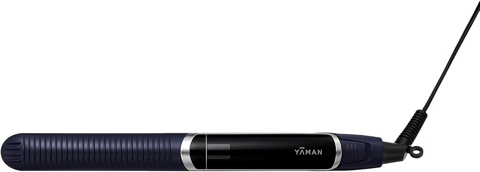 YA-MAN Spa Styler Straight + Wave Flat Iron Hair Straightener and Curler 2 in 1 - Advanced Japanese Technology, Dual Voltage, Titanium Tourmaline Plates with Red Light Therapy, 5 Heat Settings (Navy)