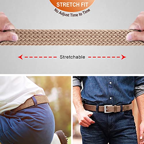 Image of BULLIANT Belt for Men 2Pack,Mens Gift Stretch Braided Web Belt Elastic for Casual Golf Jeans,1 3 /8 inch