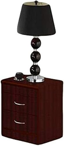 Miniatura 3 de Hodedah Mesita de noche con 2 cajones, negro, 21.65 x 48.03 x 72.83 pulgadas Negro -,Hayedo,Cereza,Mahogany,Rosado