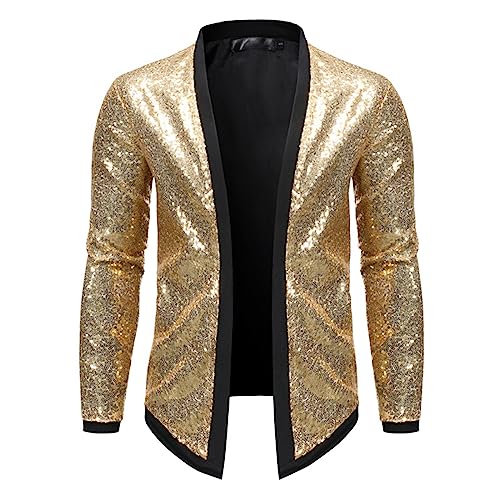 Veste de loisirs zippée pour homme avec paillettes couleur unie confort