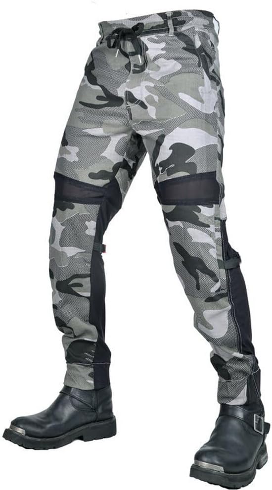 Men's Motorcycle Riding Pants Airflow Pant with 4 X CE Armor Protection Lightweight Mesh Breathable Motorcycle Trousers