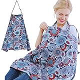 SQAQS Nursing Cover Baby Stillschal, Stilltuch für Mutter, 100% Baumwolle Stillschal, Weicher und Atmungsaktiver Stillschal Baumw, Stillcover für Stillmutter Tuch beim Stillen 100 x 70 cm (Blau)